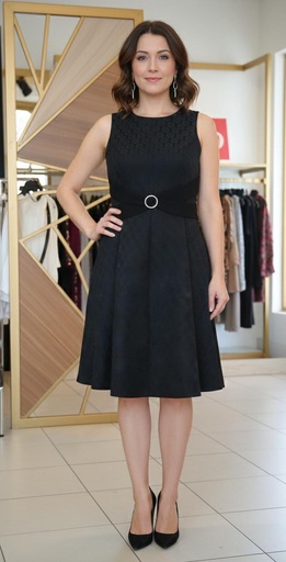 [RB40965] SIGNATURE VESTIDO MUJER NEGRO