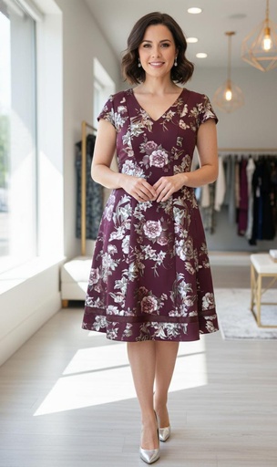 [RB63434W] SIGNATURE VESTIDO MUJER OCRE-FLRS