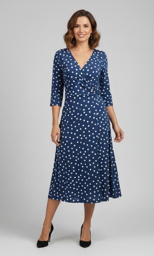 [RB66205] SIGNATURE VESTIDO MUJER AZUL E.PNTS BLC