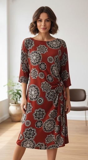 [RB68828] SIGNATURE VESTIDO TERRACOTA FLRS