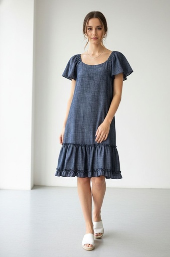 [RB69686] SIGNATURE VESTIDO AZUL JEANS MUJER