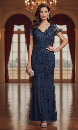 RINA DIMONTELA VESTIDO AZUL MARINO RD2710