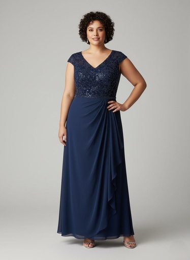 [RD2743AM] RINA DIMONTELLA VESTIDO AZUL MARINO