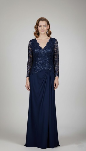 [RD2744AM] RINA DIMONTELLA VESTIDO AZUL MARINO