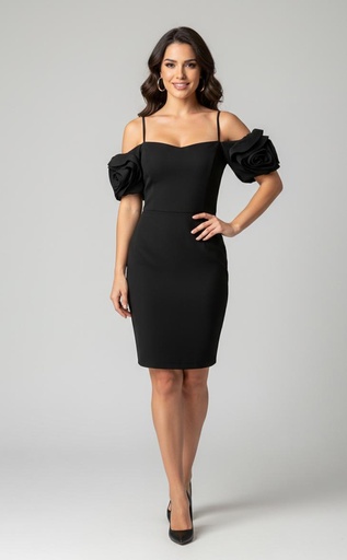 [SD1092SP] SYMPHON VESTIDO NEGRO CORTO MUJER