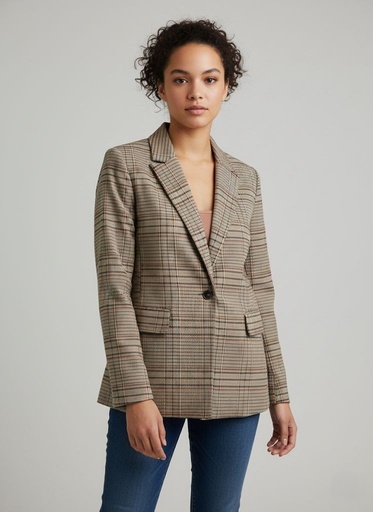 [SJH2108] SHERO BLAZER CAFE-CUADRIC MUJER