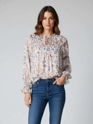 [ST814N01W] ZAC&RACHEL BLUSA CREMA FLORES CLRS