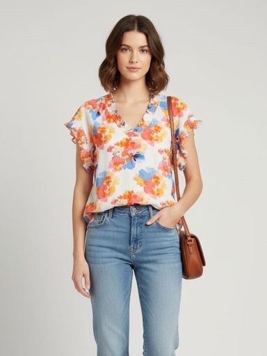 ZAC&RACHEL BLUSA BLANCO FLRS ST815004E