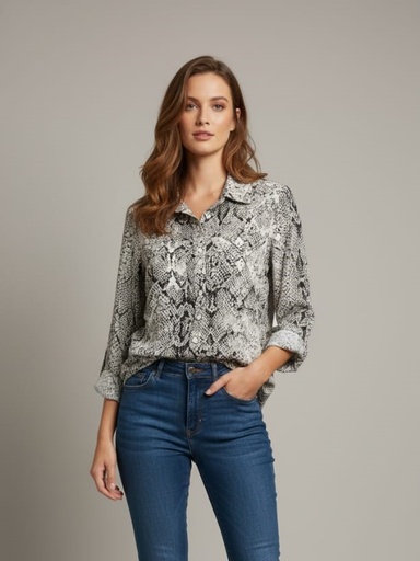 ZAC & RACHEL BLUSA GRIS SERPIENTE ST8150TW1P