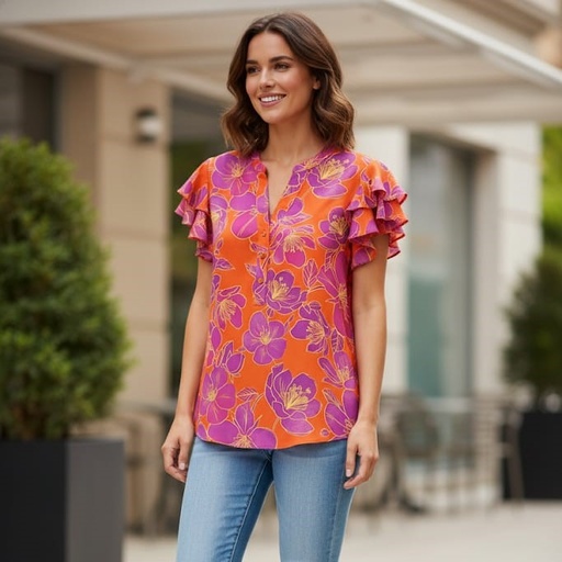 [ST8150WV1N] ZAC&RACHEL BLUSA NARANJA FLRS