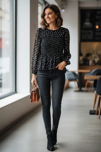 ZAC&RACHEL BLUSA NEGRO PNTS BLC ST815202W