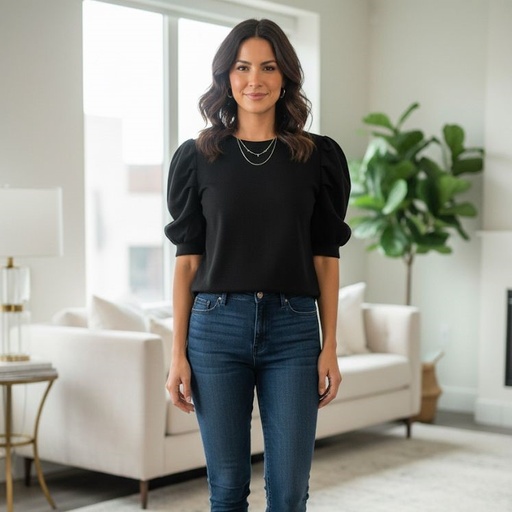 [ST818D21A] ZAC&RACHEL BLUSA-SUETER NEGRO MUJER