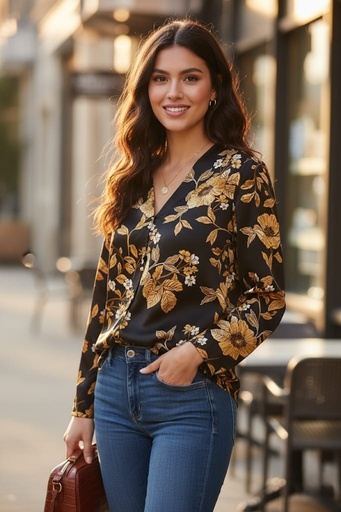 [ST81B82G7] ZAC&RACHEL BLUSA MUJER NEGRO FLORES