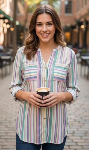 ZAC&RACHEL BLUSA RAYAS VERDE-AZUL ST81R034K