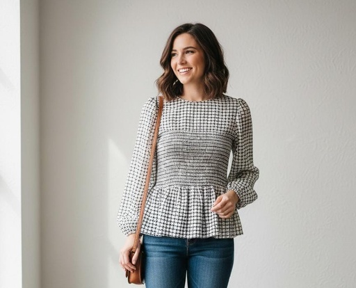 [STR6664E] ZAC&RACHEL BLUSA BLANCO PNTS NEGRO STR6664E