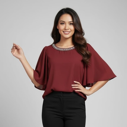 [T10661W] BLUSA AVAILABLE VINO