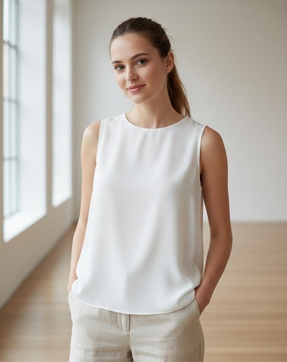 [T13437B] ACTIVE BLUSA E. BLANCO MUJER