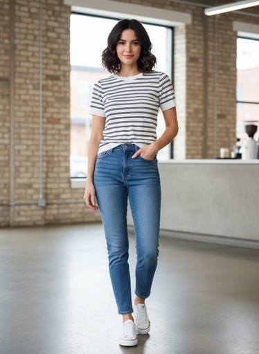 ACTIVE CAMISETA BLANCO LINEAS NEGRO T14581N