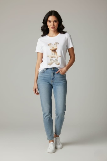 [T5128B] OVER APPAREL CAMISETA MUJER BLANCO