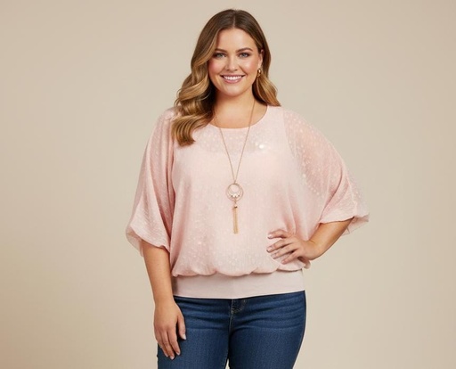 [T6045B] KLAXONS BLUSA MUJER ROSA PLUS T6045B