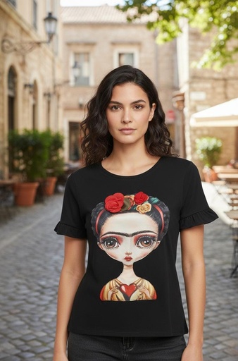 [T6338] KLAXONS BLUSA MUJER NEGRO F-MUÑECA