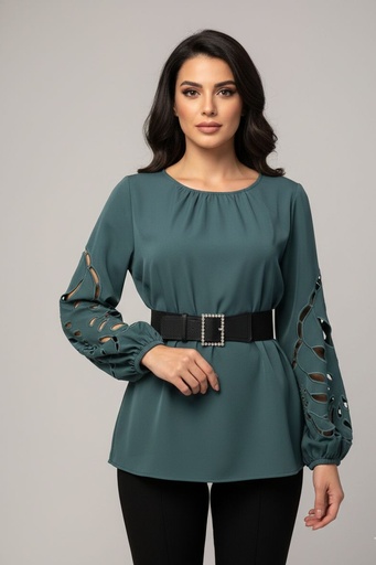 [TX6609V] PASTEL BLUSA MUJER VERDE OSCURO