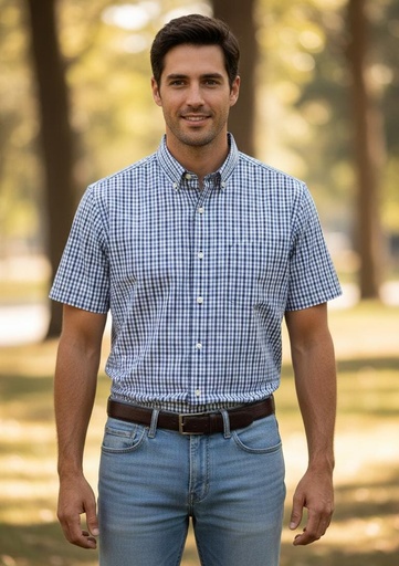 [W4711M] NAUTICA CAMISA CUADR.AZUL-BLC