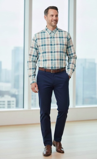 [WR3577] NAUTICA CAMISA VERDE CUADRIC.CLRS