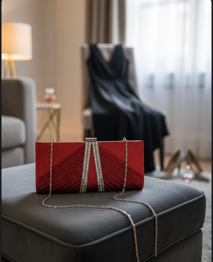 [WYQ076] MONEDERO FIESTA MUJER ROJO-SILVER