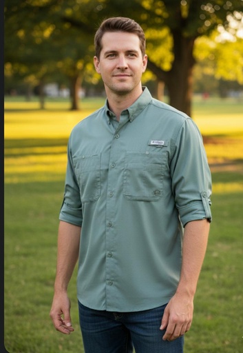 [XM7102V] COLUMBIA CAMISA VERDE HOMBRE