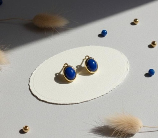 [AE0159] ARETES ENCHAPE PEQ. PERLA AZUL-DRD