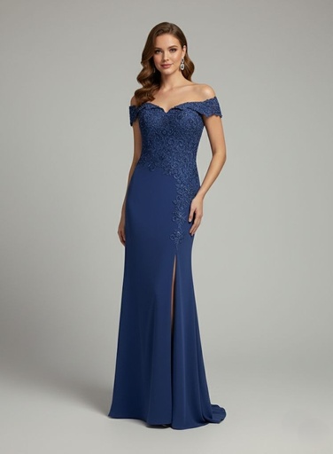 RINA VESTIDO AZUL LENTEJUELA LARGO MUJER RD2728