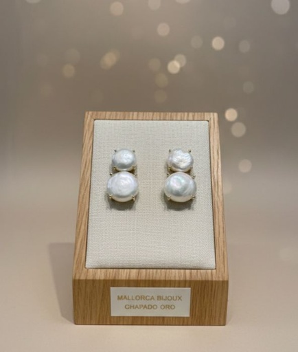 [AE0368] ARETES ENCHAPE PERLAS REDONDO 2