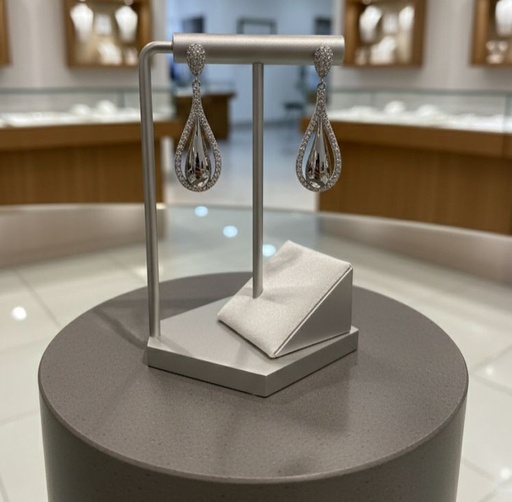 [AE0369] ARETES ENCHAPE GOTA BRILLA.PLATEADO