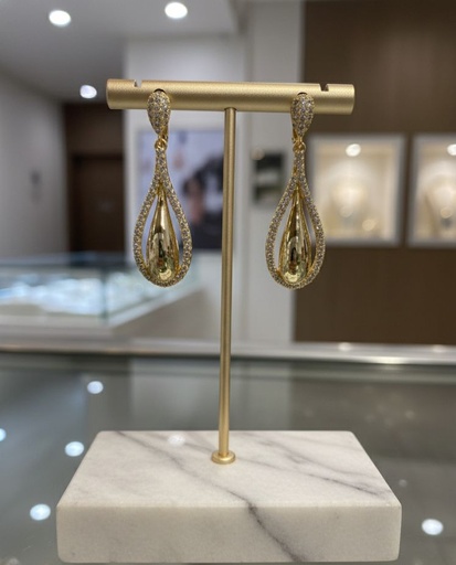 [AE0370] ARETES ENCHAPE GOTA DRD BRILLATE