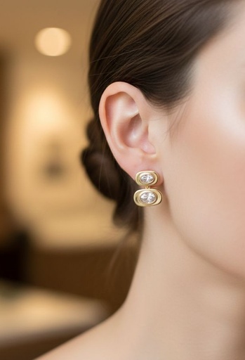 [AE0373] ARETES ENCHAPE DORADO PIEDRA 2