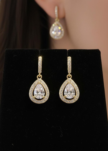 [AE0376] ARETES ENCHAPE DRD COLGANTE PIEDRA