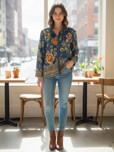 SIONI BLUSA JEANS FLRS COLORES 16104PL8620