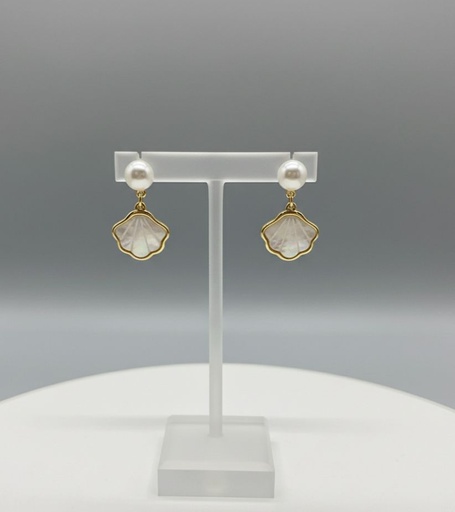 [AE0383] ARETES ENCHAPE CONCHA NACAR DRD