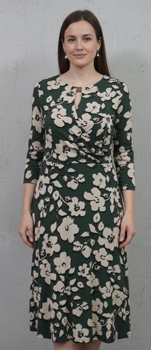 SANDRA DARREN VESTIDO VERDE FLRS CREMA 77628V