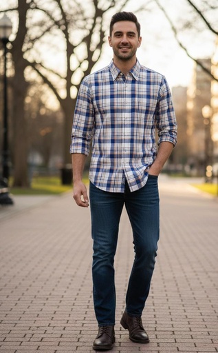 BANANA CAMISA HOMBRE AZUL-BLC-CUADRC 801165091