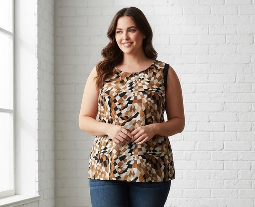 [81507028] MILANO BLUSA MUJER NEGRO-CAFE ESTAMOADO