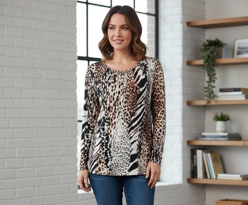 ESSENTIALS BLUSA MUJR TIGRIADO 8417F7310