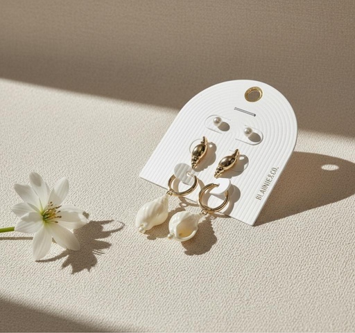 [850] BLANCHE SET ARETES CARACOL 3PZS