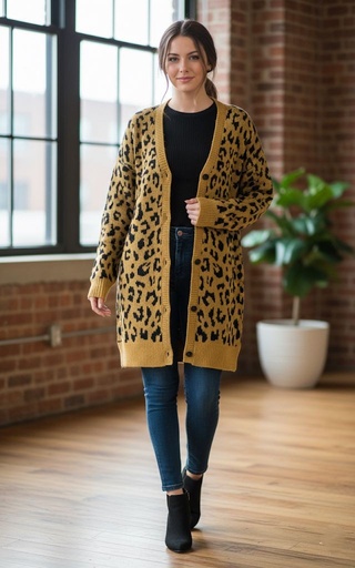 LOVE TREE SUETER MUJER MOSTAZA-NEGRO 9353WY