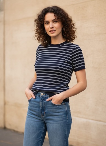 ACTIVE CAMISA RAYAS AZUL T14581A