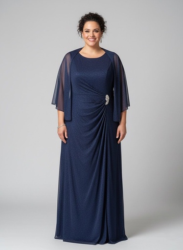 [9433148] SLNY VESTIDO AZUL MARINO BRILLANTE