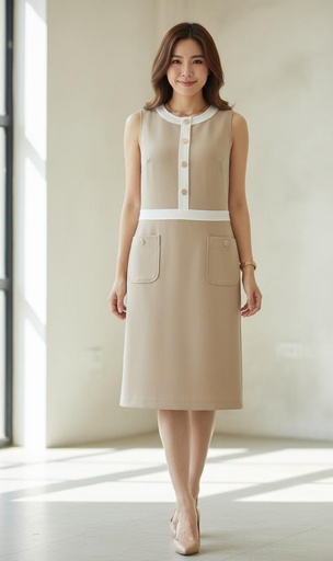 [A1BC8UP] TOMMY VESTIDO MUJER BEIGE-BLC