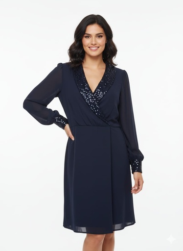 SHELBY VESTIDO AZUL MARINO BRILLANTE A3900