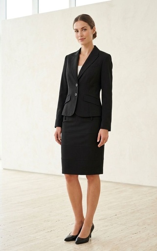 [A50359] ACCECANTE TRAJE CHAQUETA-FALDA 2pz NEGRO